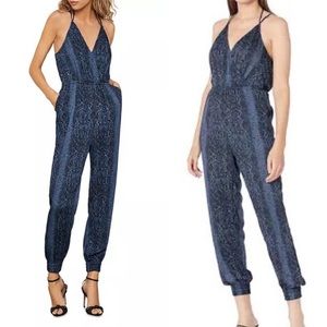 NWT BCBGMAXAZRIA Blue Python Jumpsuit Size XS